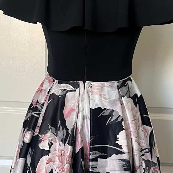 Betsy & Adam Black Pink Floral Off-The-Shoulder Fit & Flare Dress Size 2 - Picture 15 of 16
